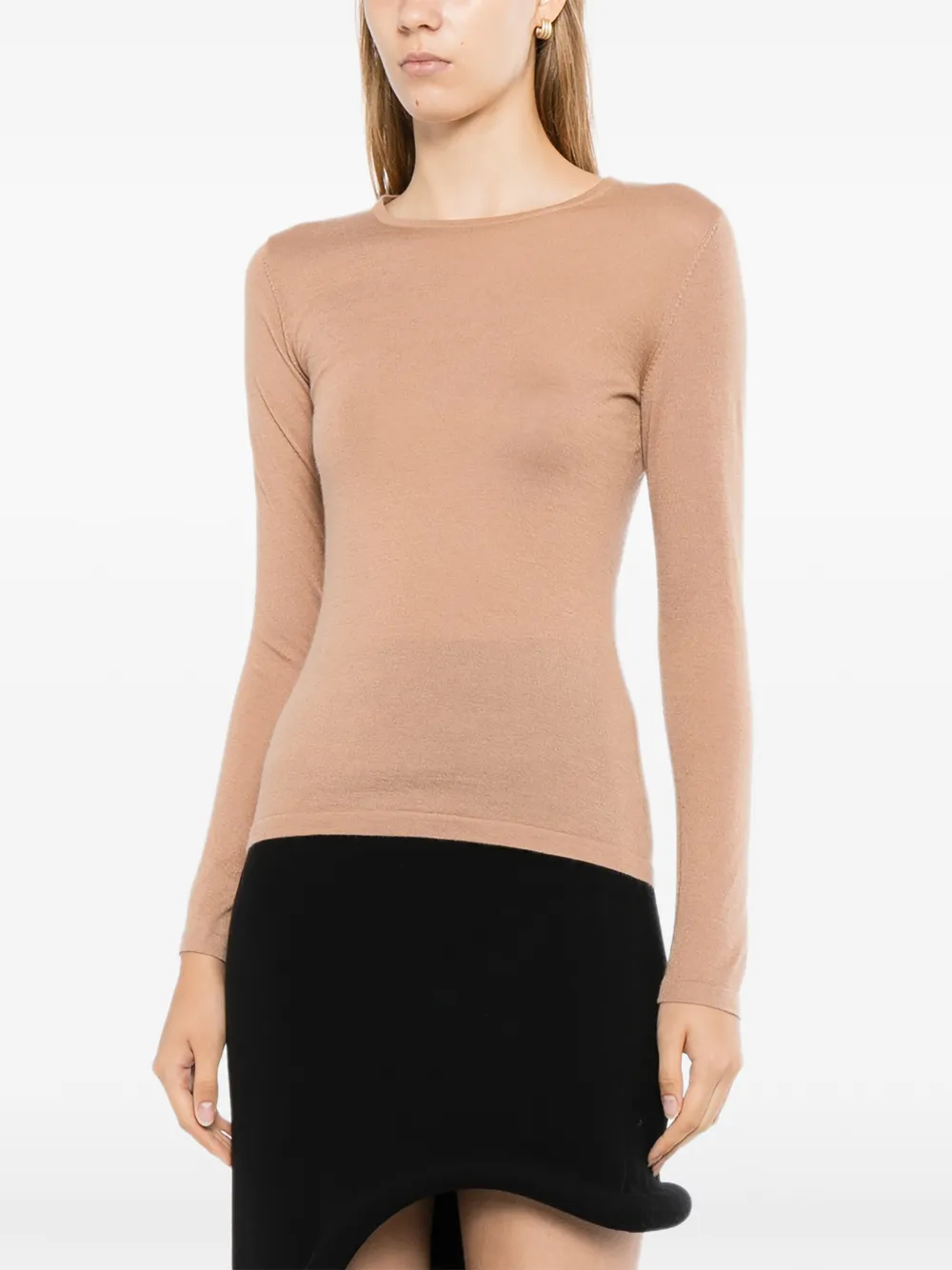 N.Peal T-shirt met ronde hals Bruin