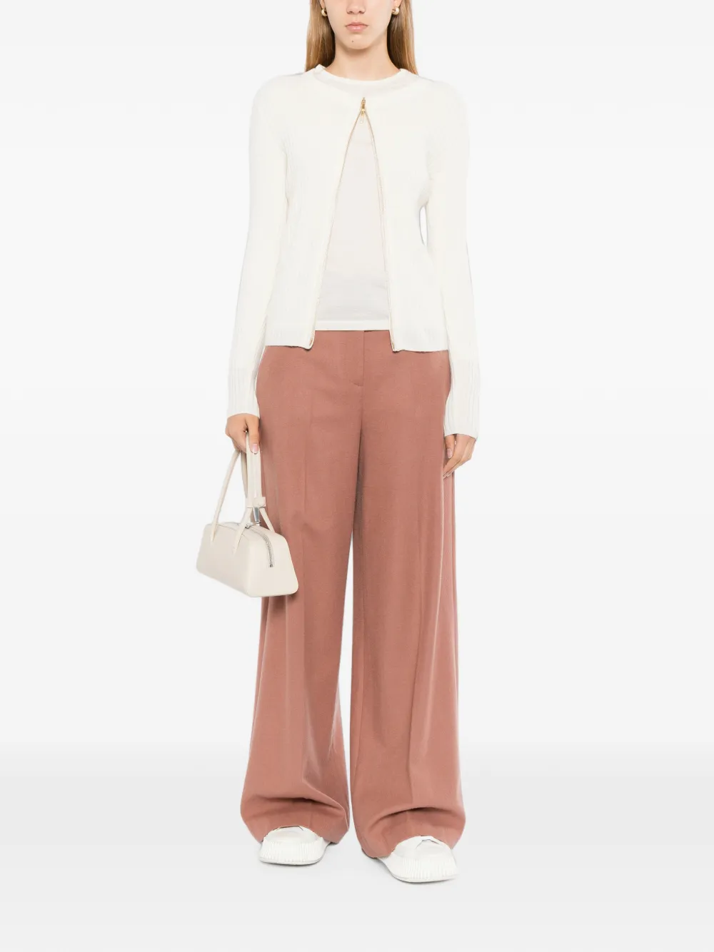 N.Peal Geribbeld vest met rits Beige