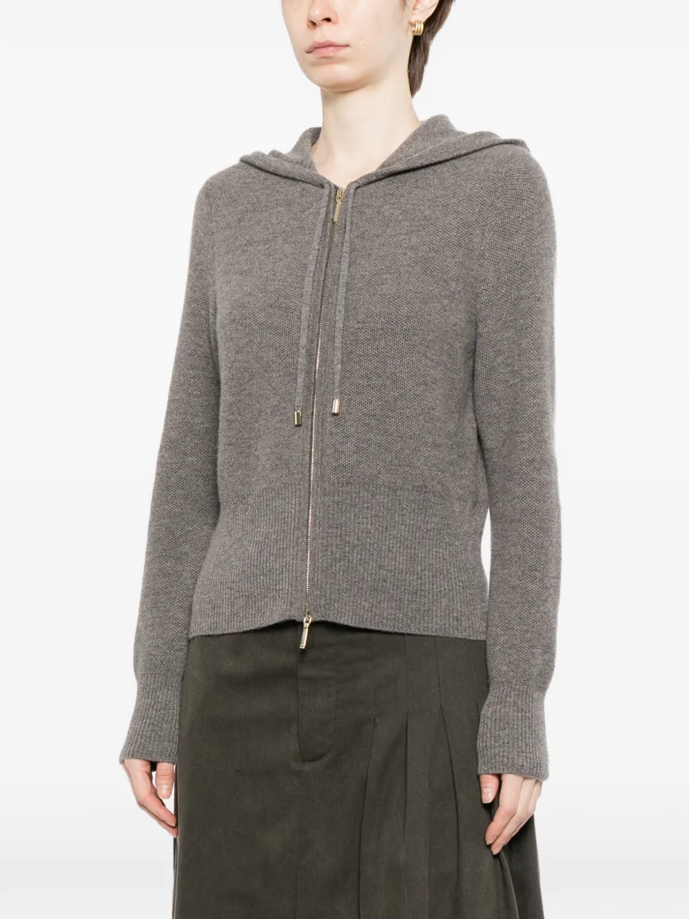 N.Peal Honeycomb hoodie met rits Grijs
