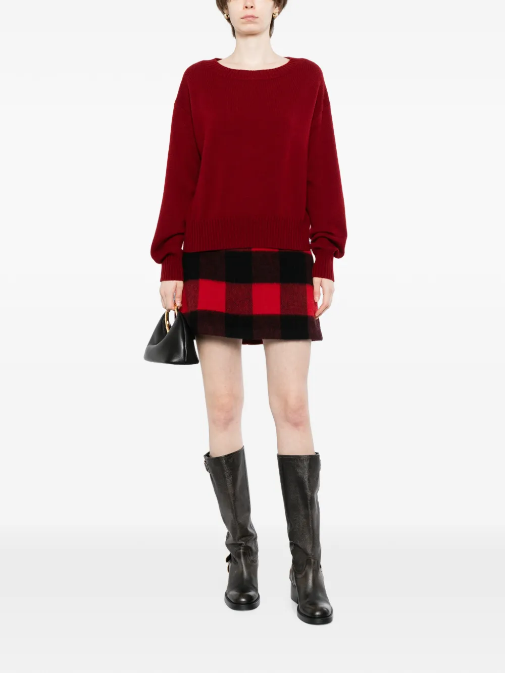 N.Peal Cropped trui met boothals Rood