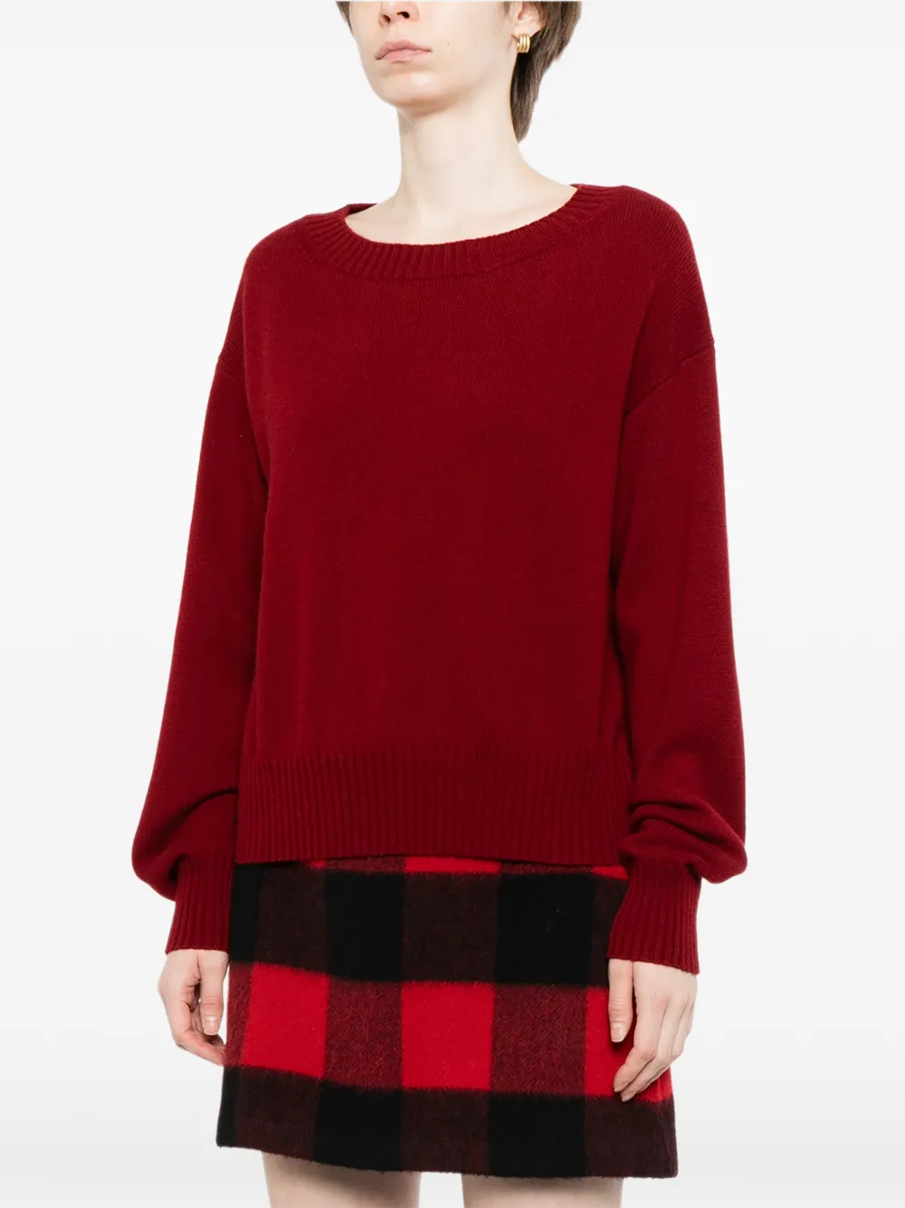 N.Peal Cropped trui met boothals Rood