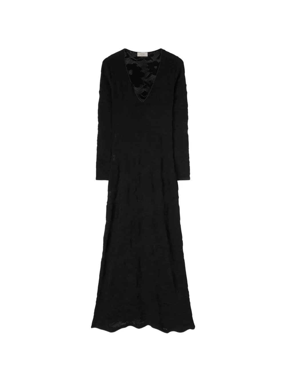 RETORI Gebreide maxi-dress met bloemenkant Zwart