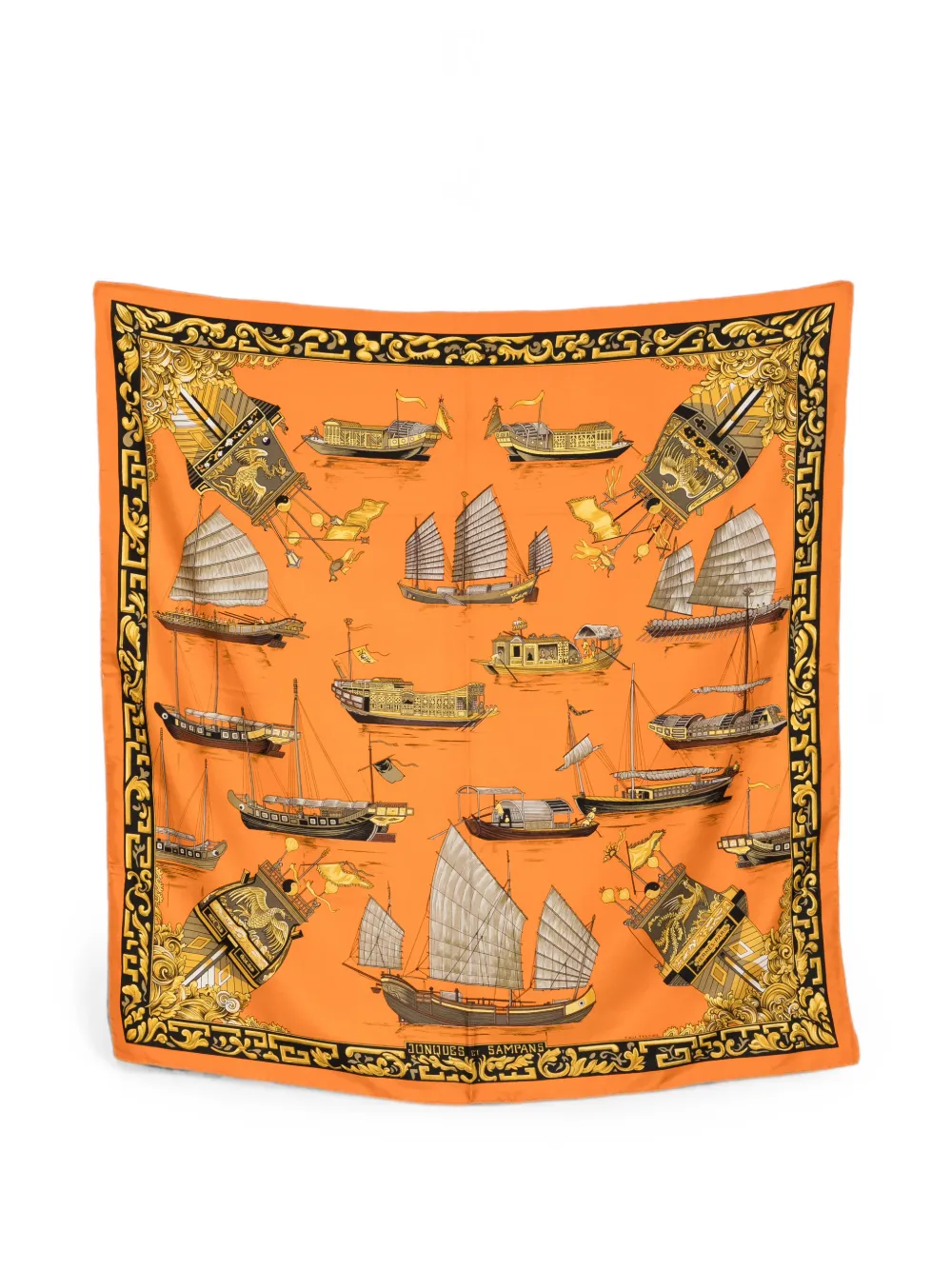 Hermès Pre-Owned 2010s Junques et Sampans scarf - Orange