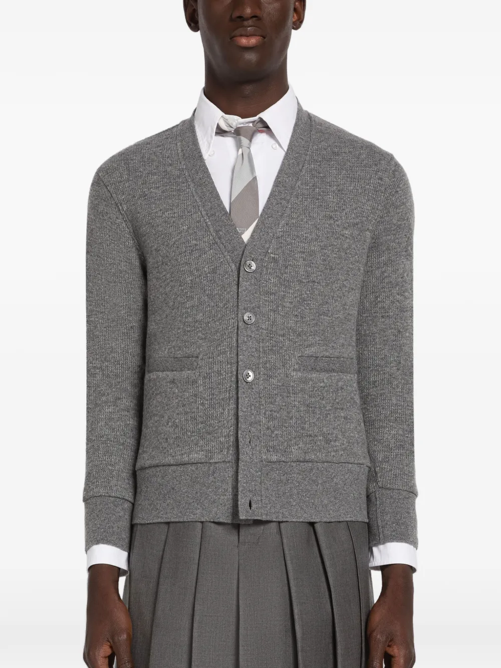 Thom Browne waffle-knit cashmere cardigan - Grau