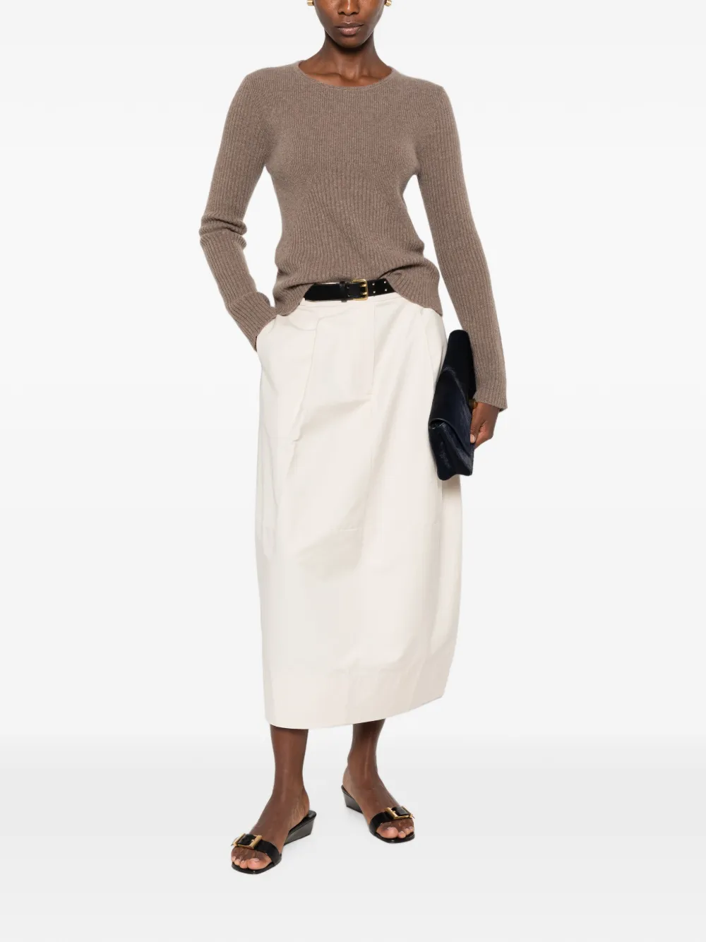 Jil Sander Ribgebreide trui Bruin
