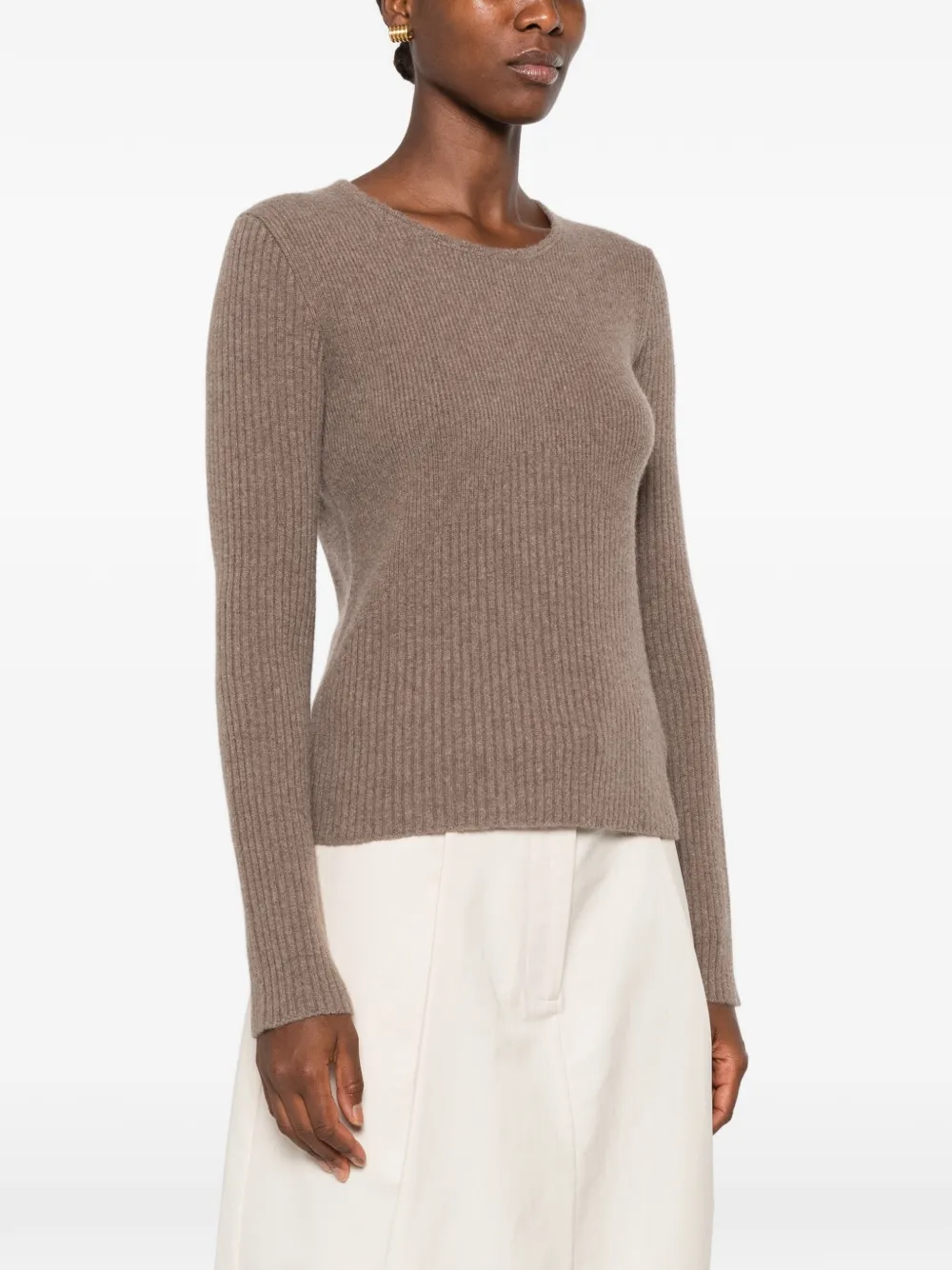 Jil Sander Ribgebreide trui Bruin