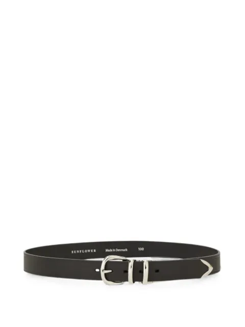 Sunflower leather buckle-fastening belt