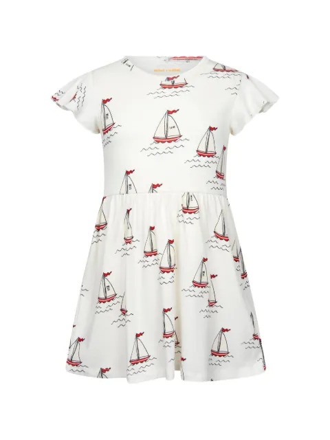 Mini Rodini sailboat-print flutter-sleeve dress