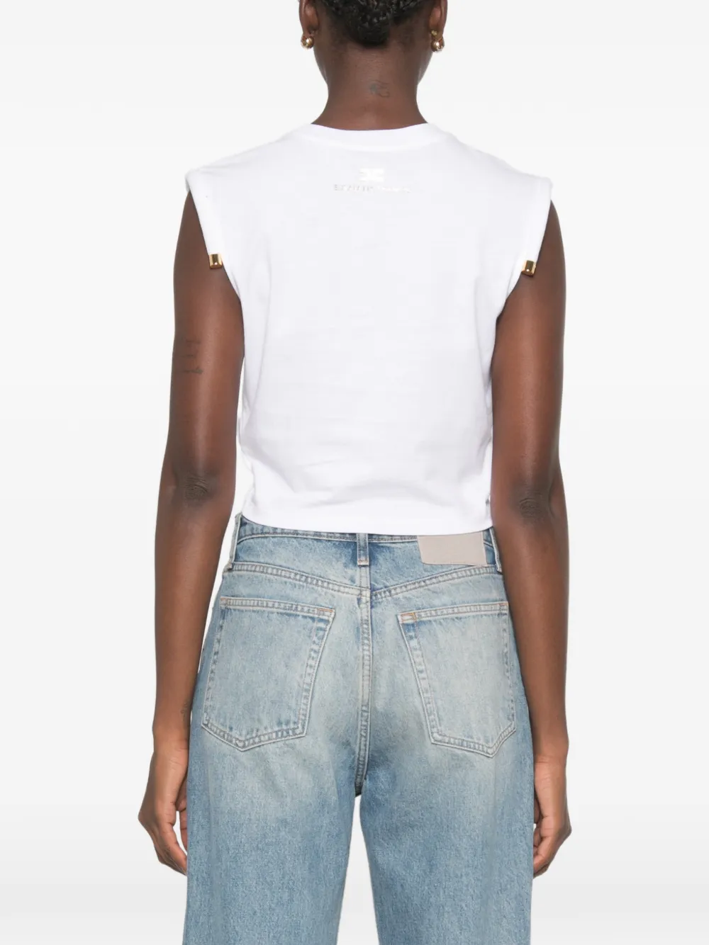 Elisabetta Franchi Gewatteerd T-shirt met geknoopt detail Wit