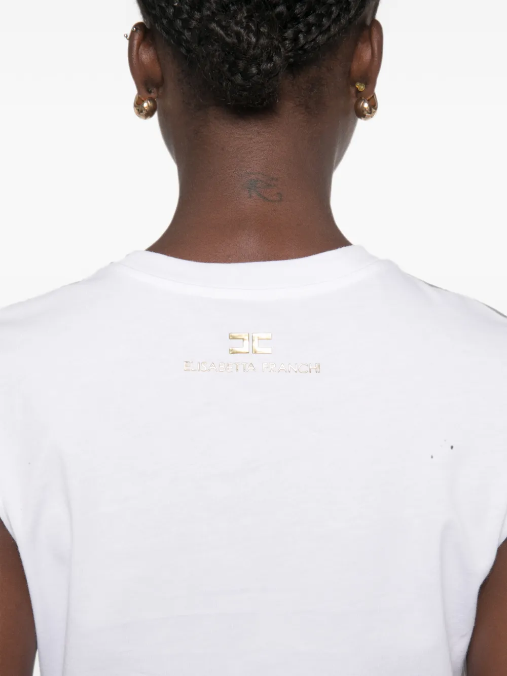 Elisabetta Franchi Gewatteerd T-shirt met geknoopt detail Wit