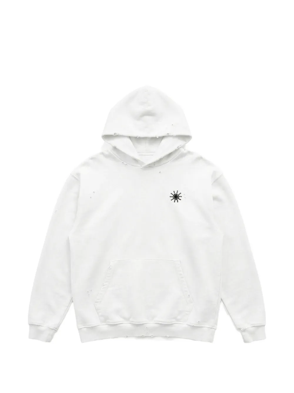 Htc Los Angeles Sun studded distressed hoodie - Bianco