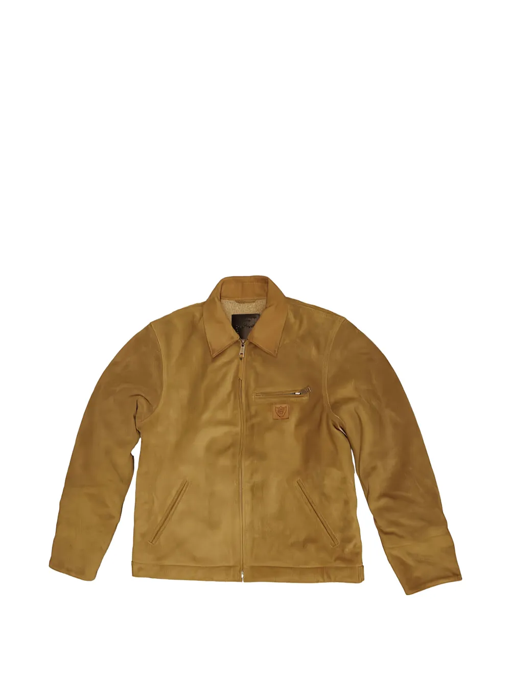 Htc Los Angeles Terry logo-patch suede jacket - Toni neutri