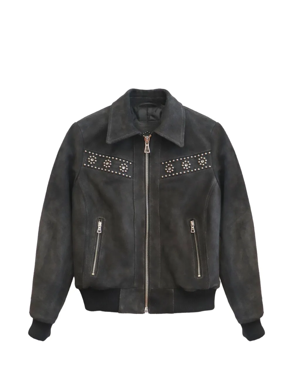 Htc Los Angeles Francisville studded suede jacket - Grigio