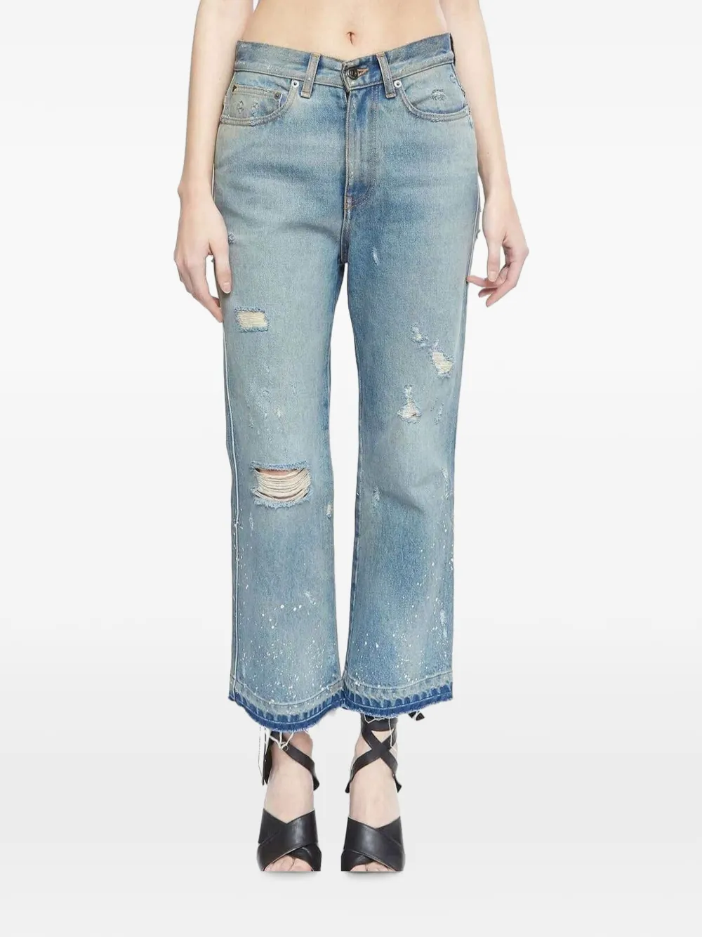 Htc Los Angeles Jeans met verfspetters Blauw