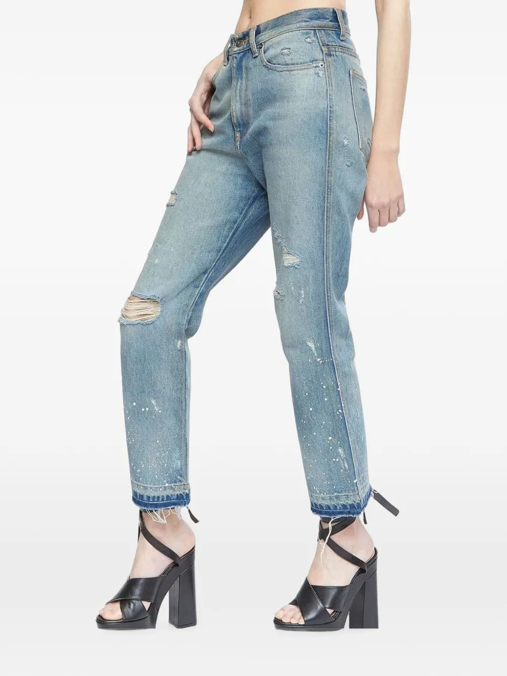 Htc Los Angeles Jeans met verfspetters Blauw