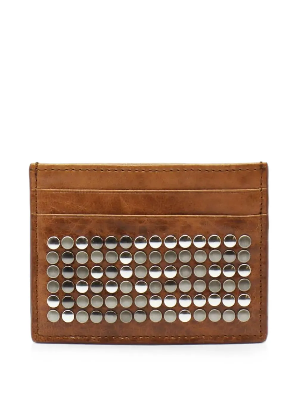 Htc Los Angeles 5.000 stud-embellished leather card holder - Marrone