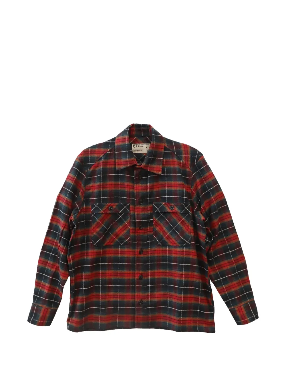 Htc Los Angeles logo-print check-pattern shirt - Rosso