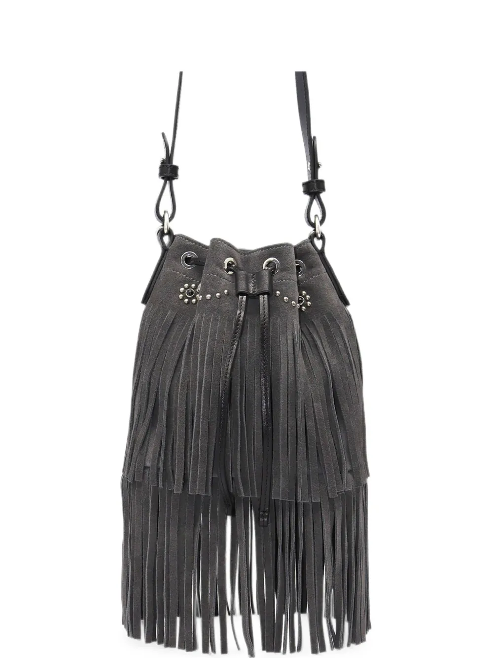 Htc Los Angeles Janis Fringes bucket bag - Grigio