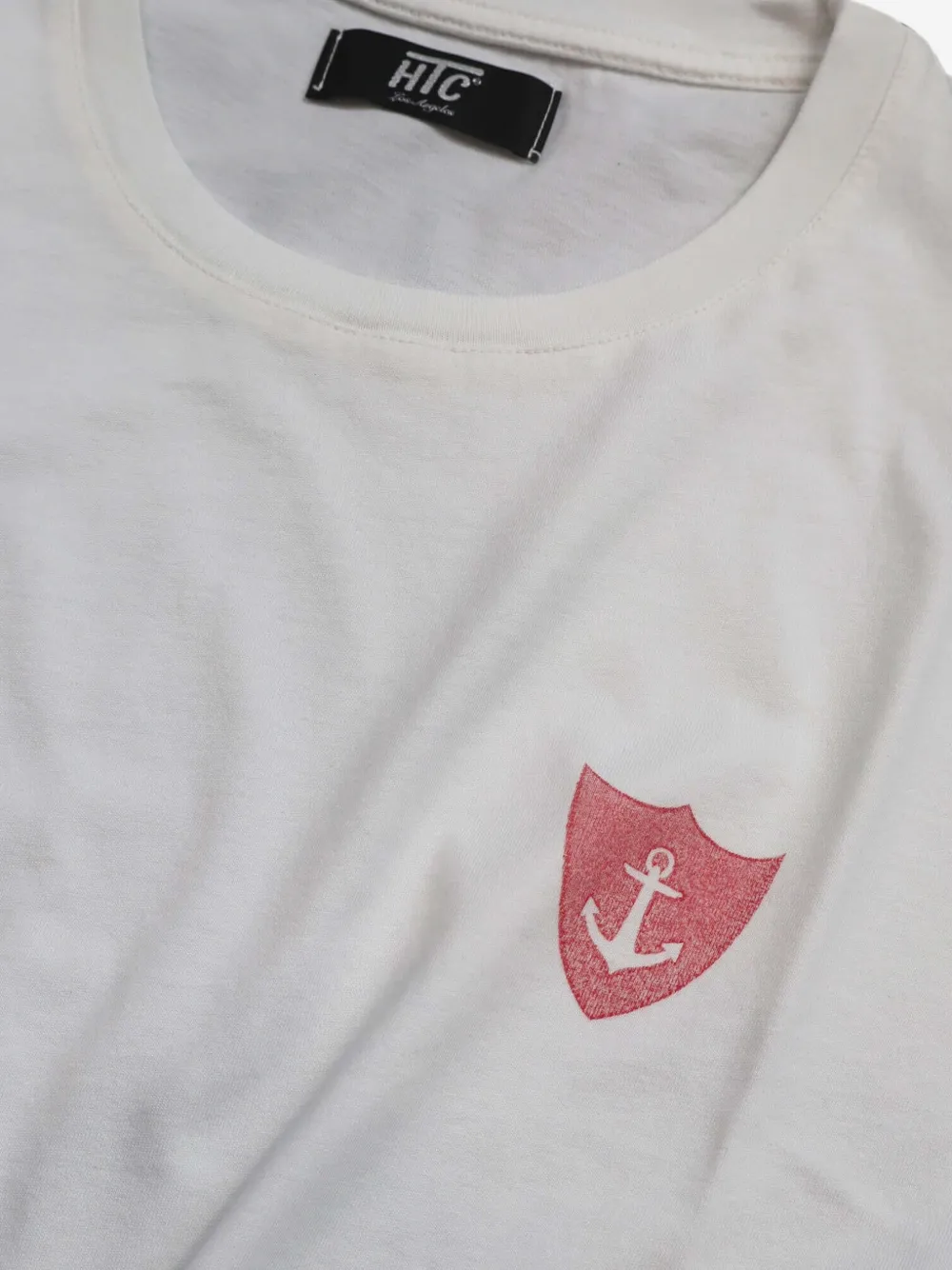 Htc Los Angeles Katoenen T-shirt met logoprint Beige
