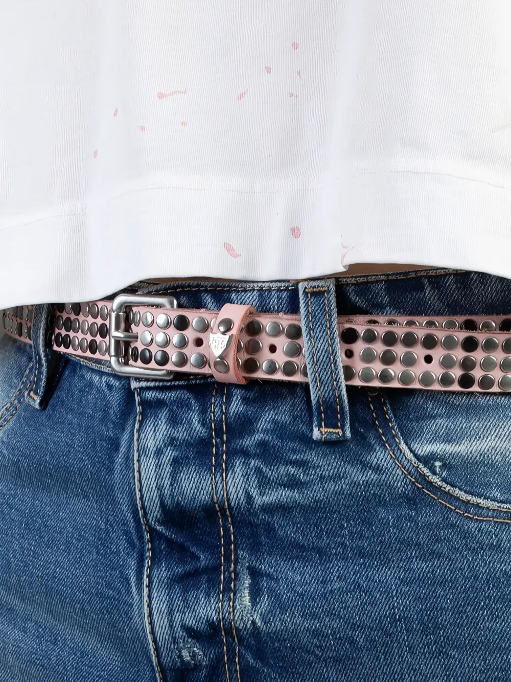 Htc Los Angeles Leren riem met studs Roze