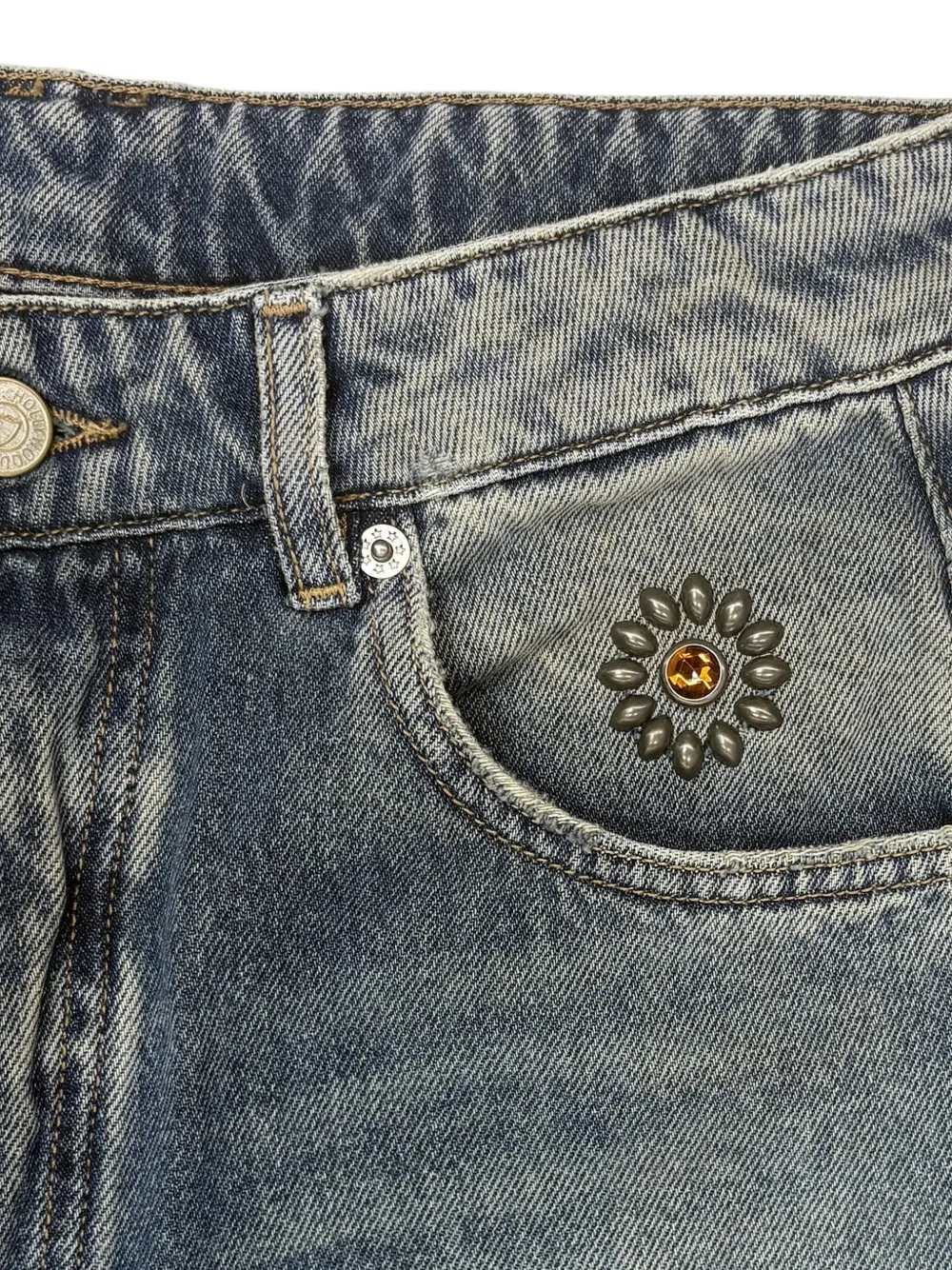 Htc Los Angeles Verfraaide jeans met wijde pijpen Blauw