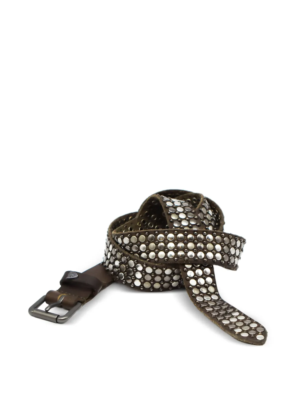 Htc Los Angeles Nest leren riem met studs Bruin
