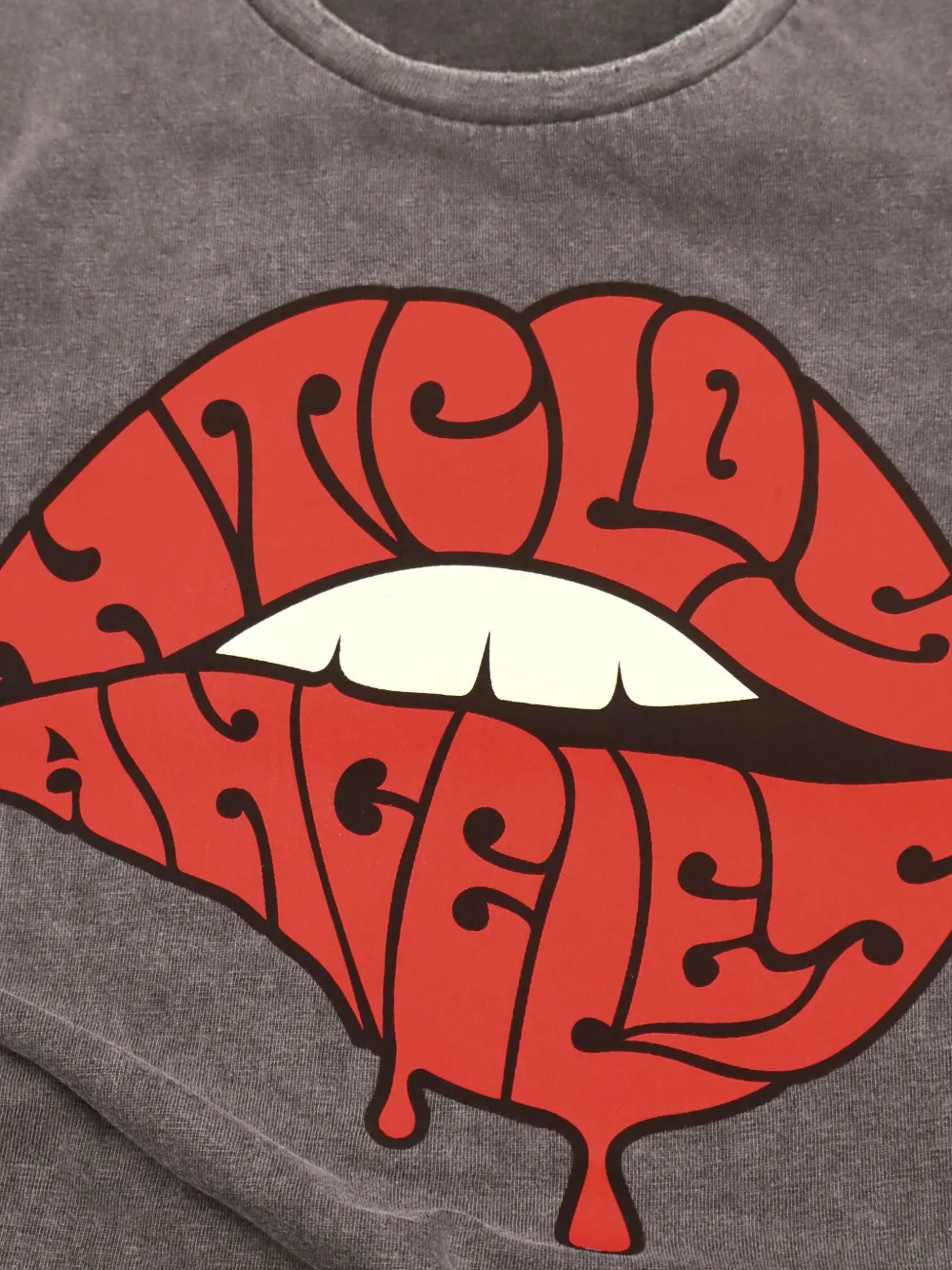 Htc Los Angeles L.A Lips T-shirt met korte mouwen Zwart