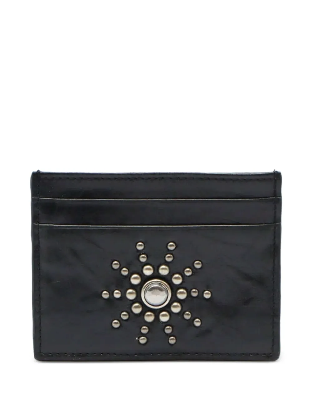 Htc Los Angeles Sun stud-embellished leather card holder - Nero