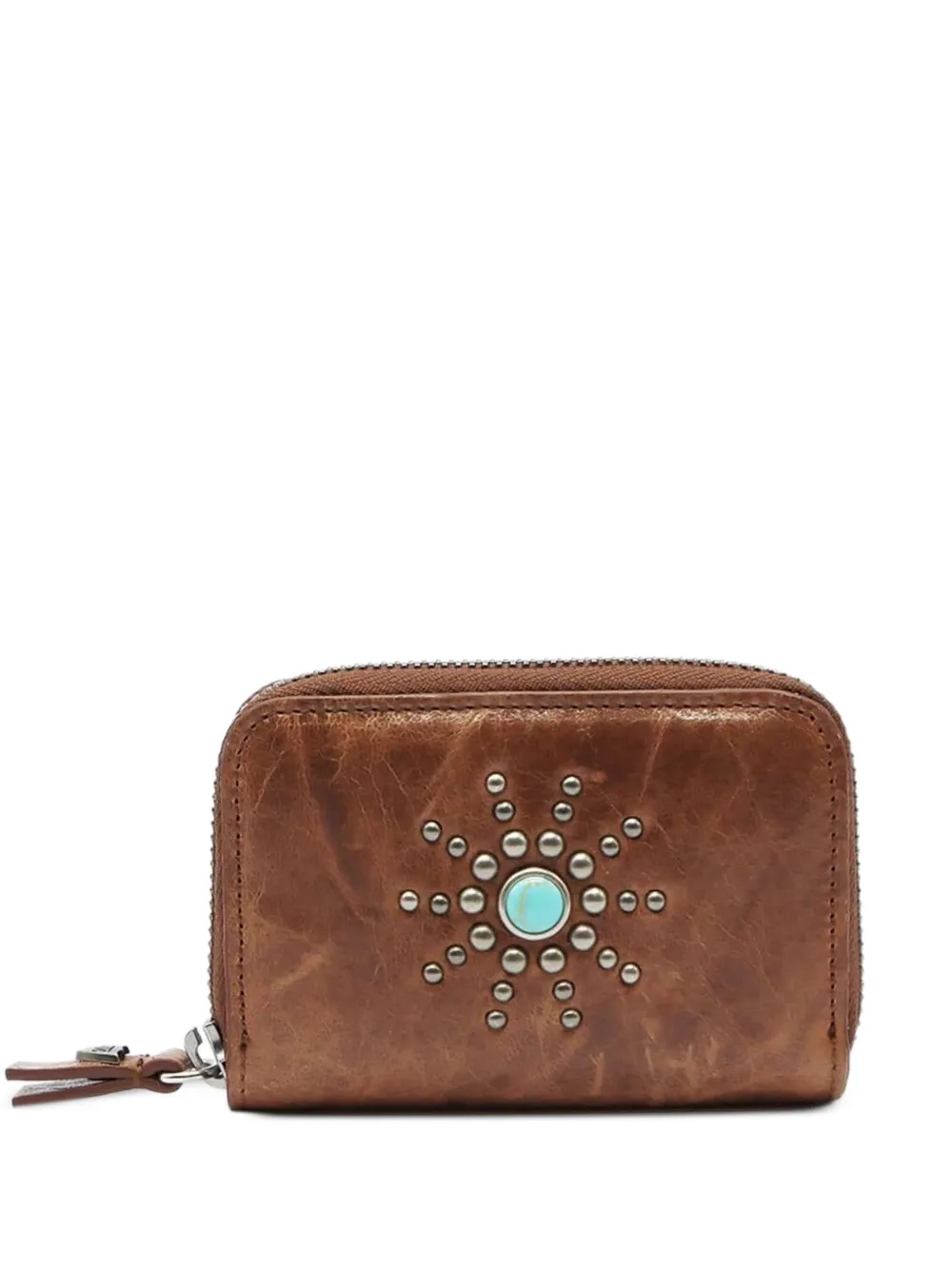 Htc Los Angeles stud-embellished zip-around wallet - Marrone