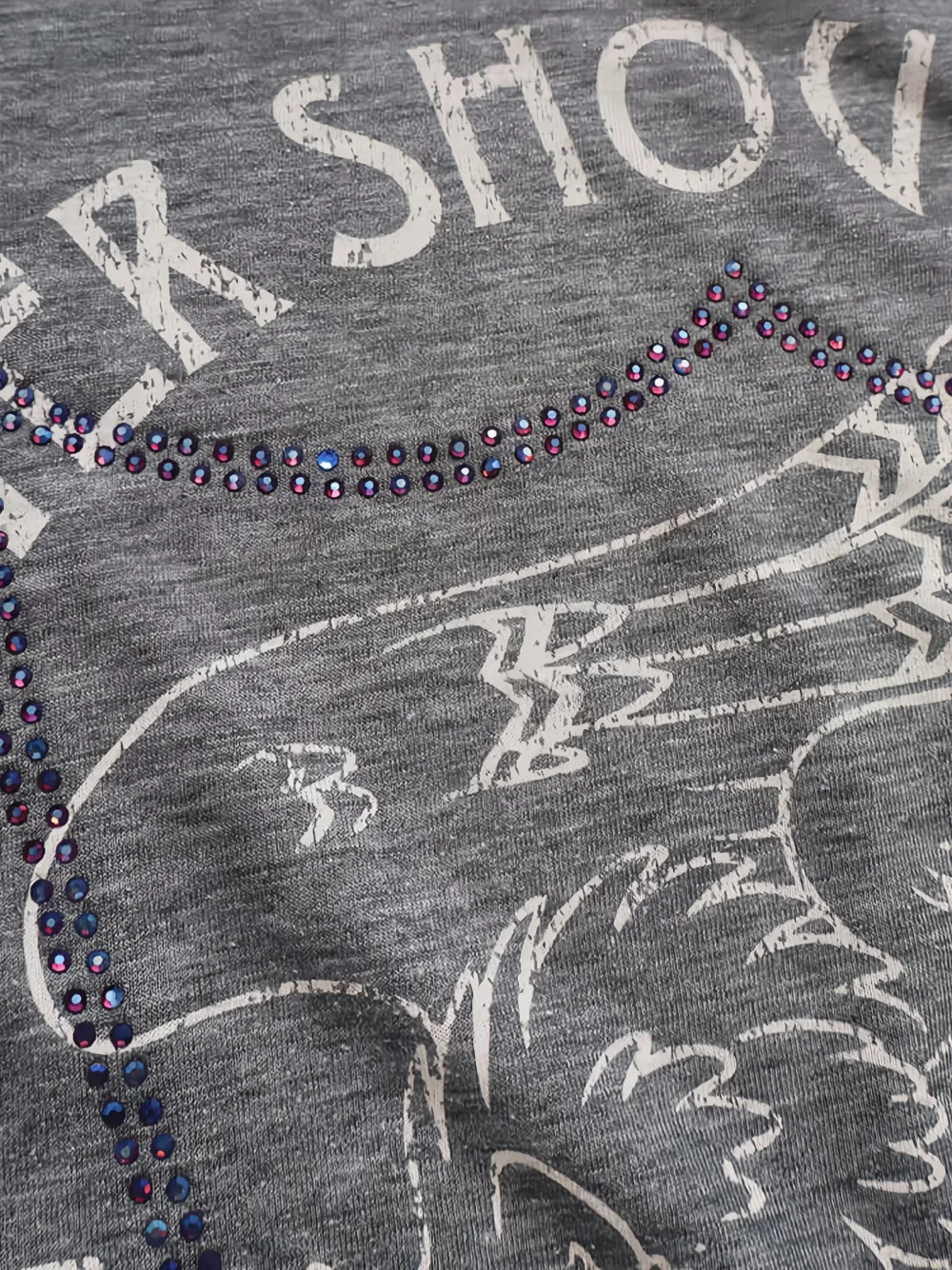 Htc Los Angeles T-shirt met studs en grafische print Grijs