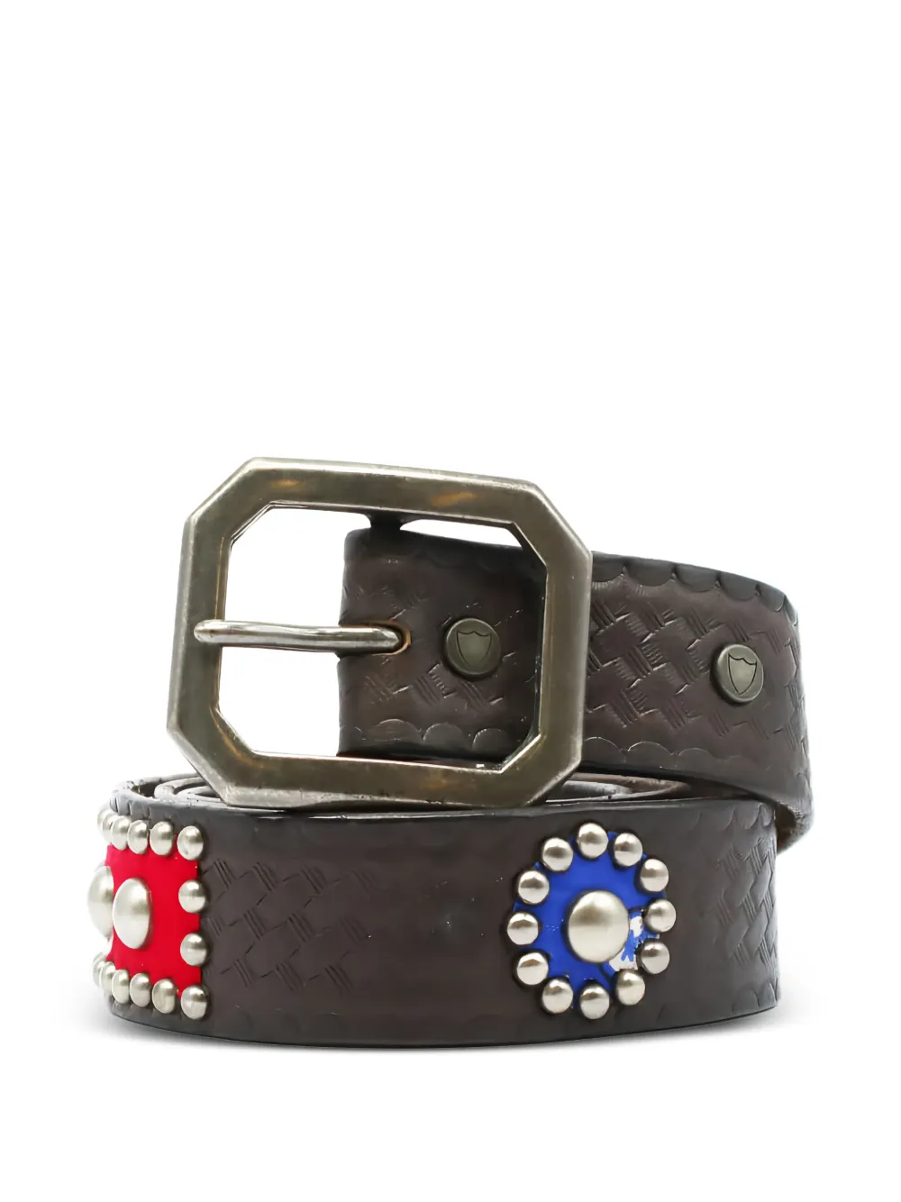 Htc Los Angeles engraved stud-embellished belt - Marrone