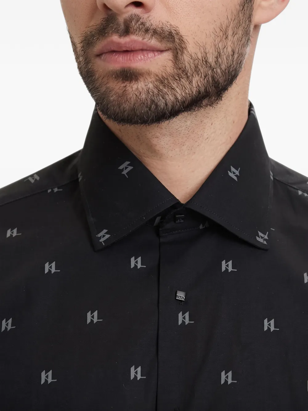 Karl Lagerfeld Overhemd met logo-monogram Zwart