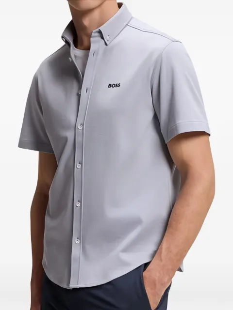 BOSS logo-print button-down shirt