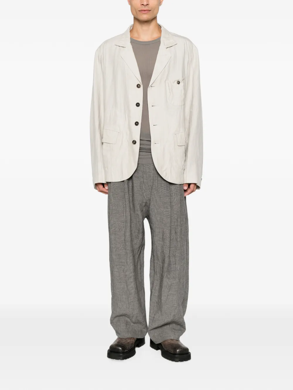 Ziggy Chen Blazer met enkele rij knopen Beige