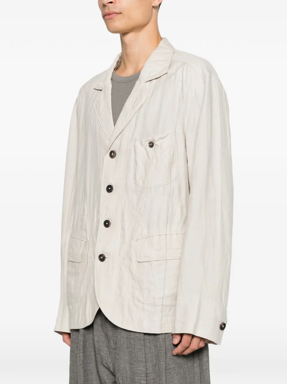 Ziggy Chen Blazer met enkele rij knopen Beige