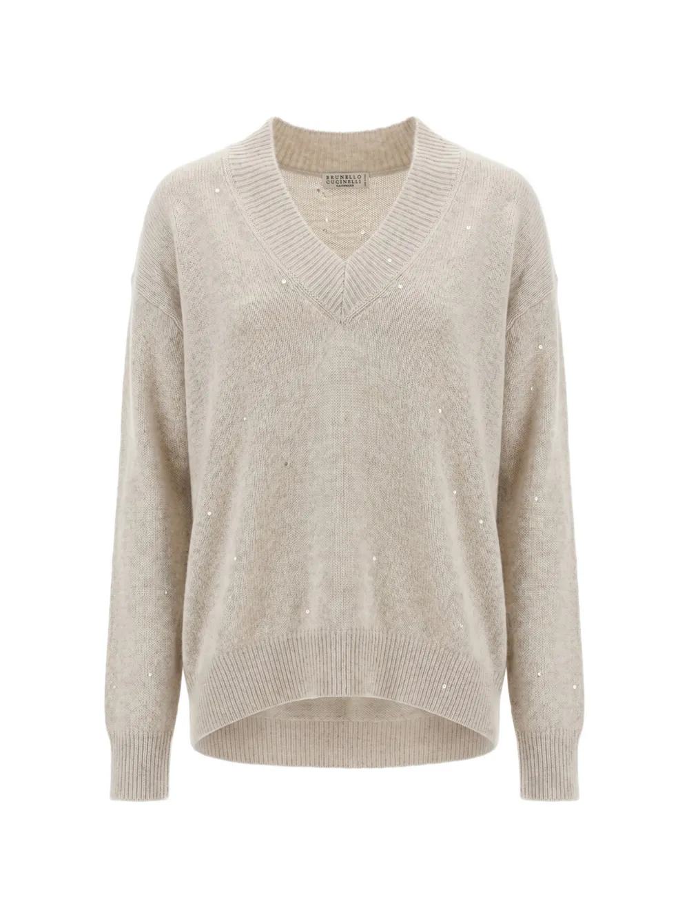 Brunello Cucinelli V-neck sequin-embellished sweater - Neutrals