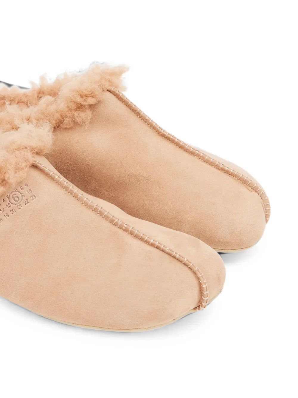 MM6 Maison Margiela faux-shearling Numeric-print slippers Beige