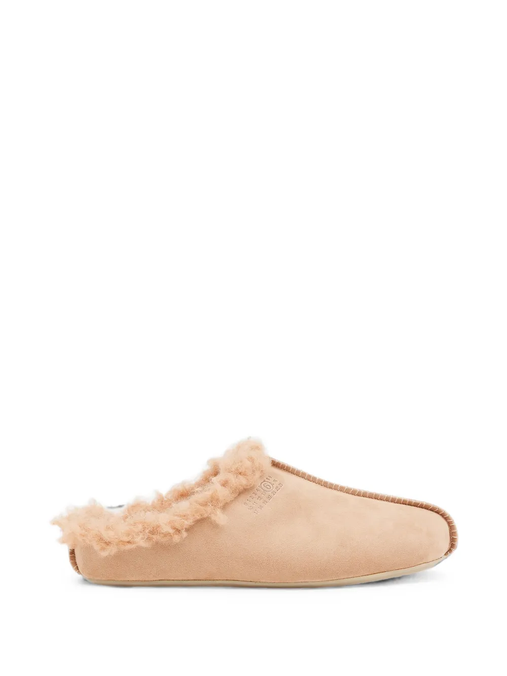MM6 Maison Margiela faux-shearling Numeric-print slippers Beige