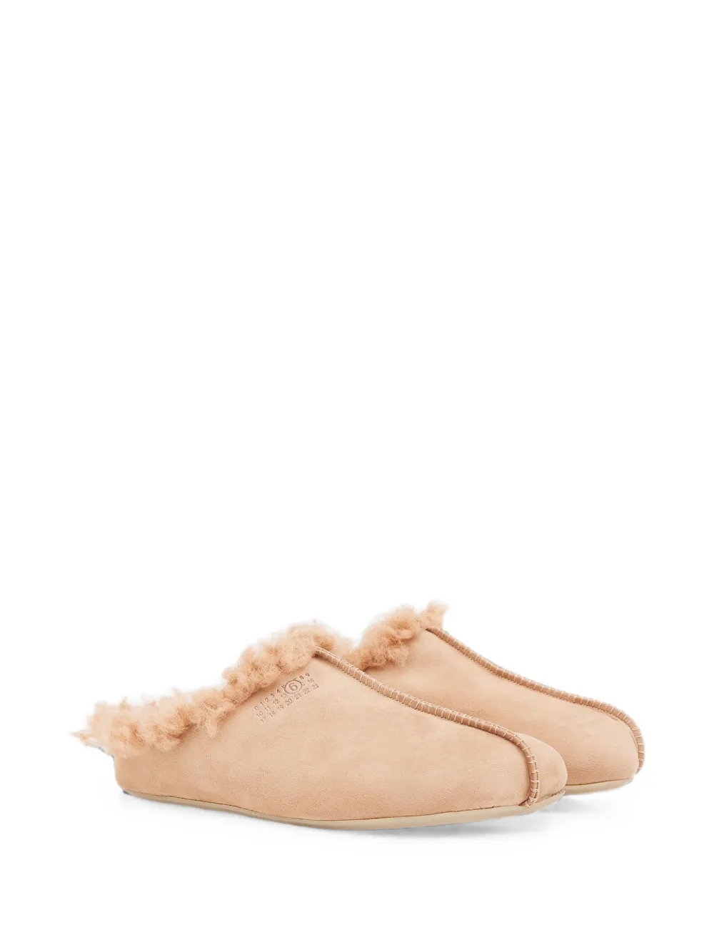 MM6 Maison Margiela faux-shearling Numeric-print slippers Beige