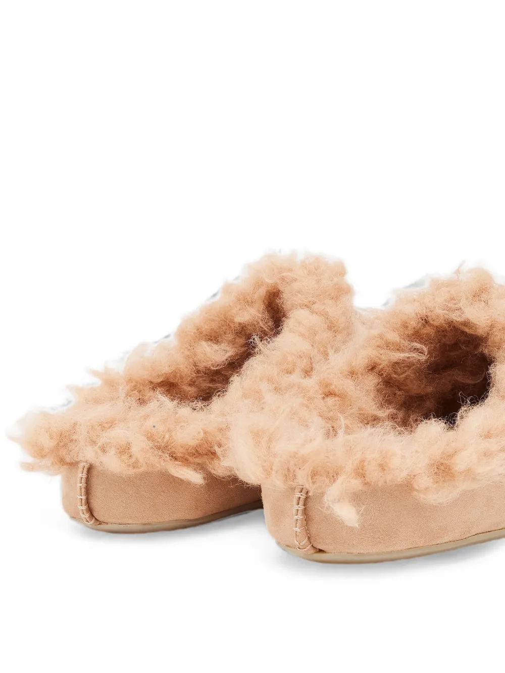 MM6 Maison Margiela faux-shearling Numeric-print slippers Beige