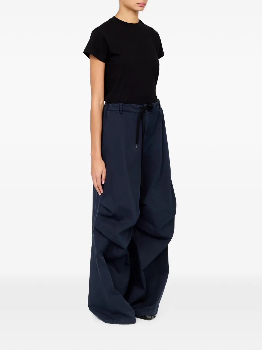 MM6 Maison Margiela Broek met plooien en trekkoordtaille Blauw
