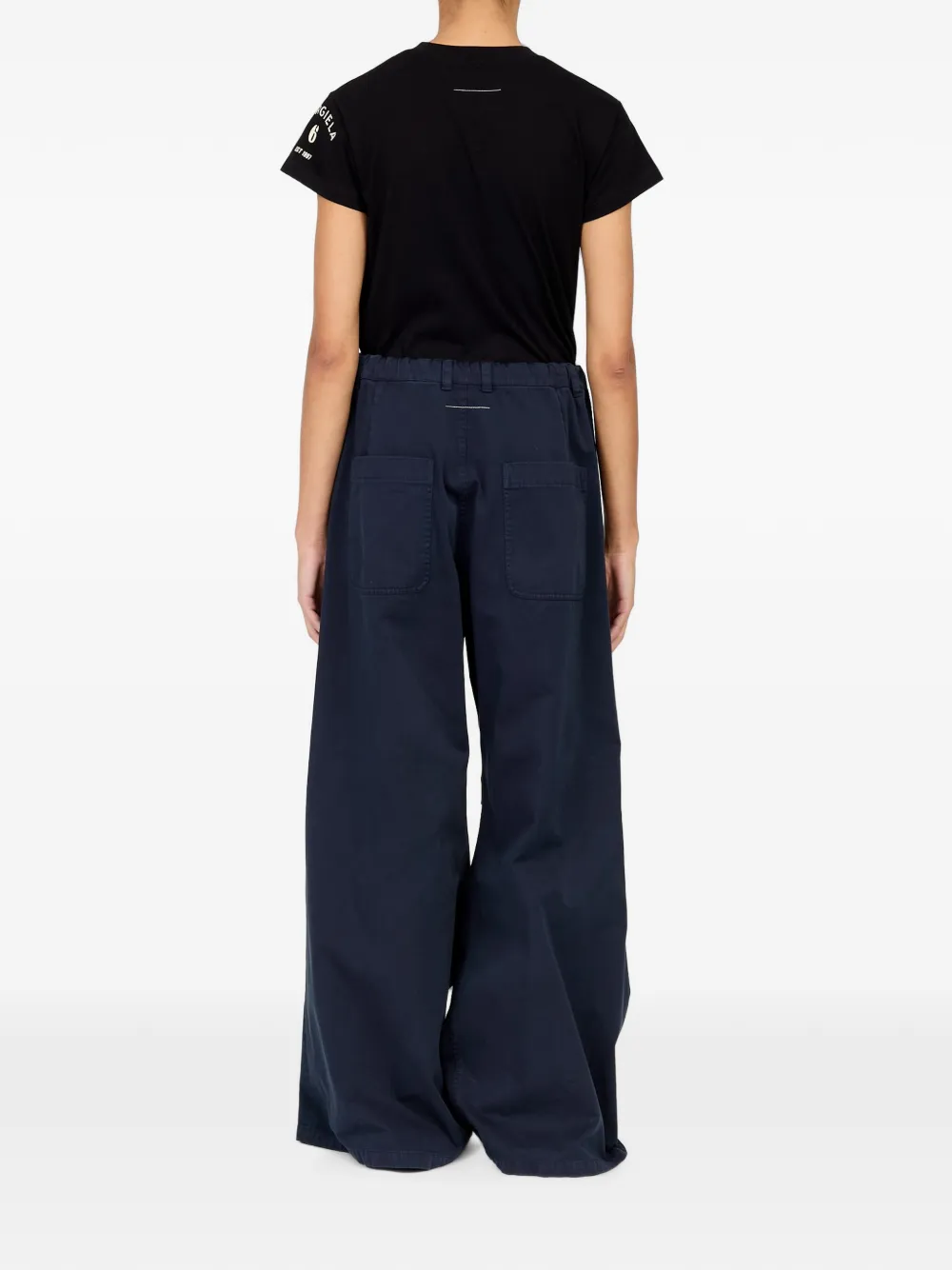 MM6 Maison Margiela Broek met plooien en trekkoordtaille Blauw