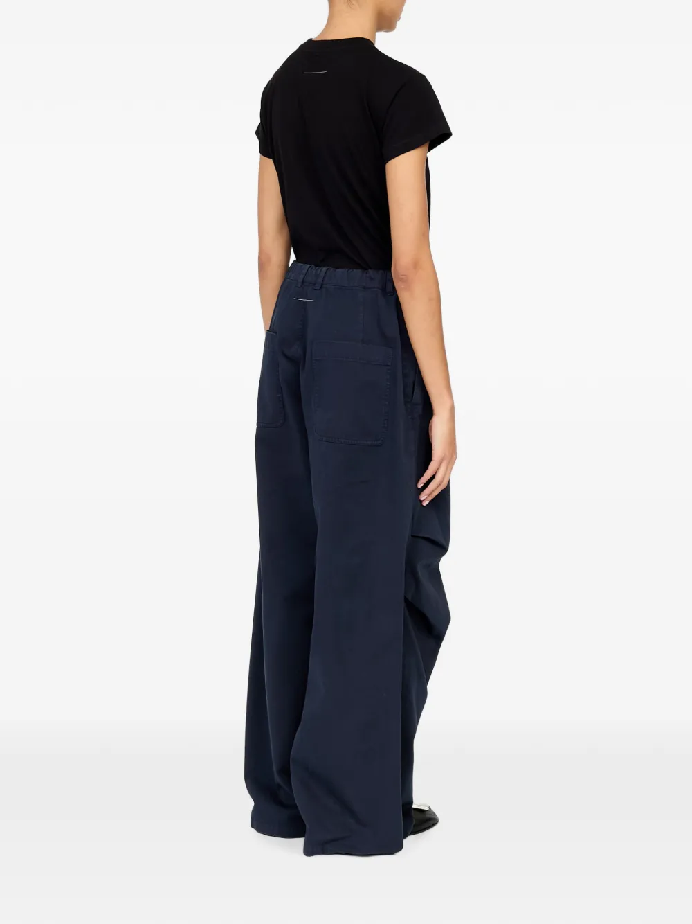 MM6 Maison Margiela Broek met plooien en trekkoordtaille Blauw