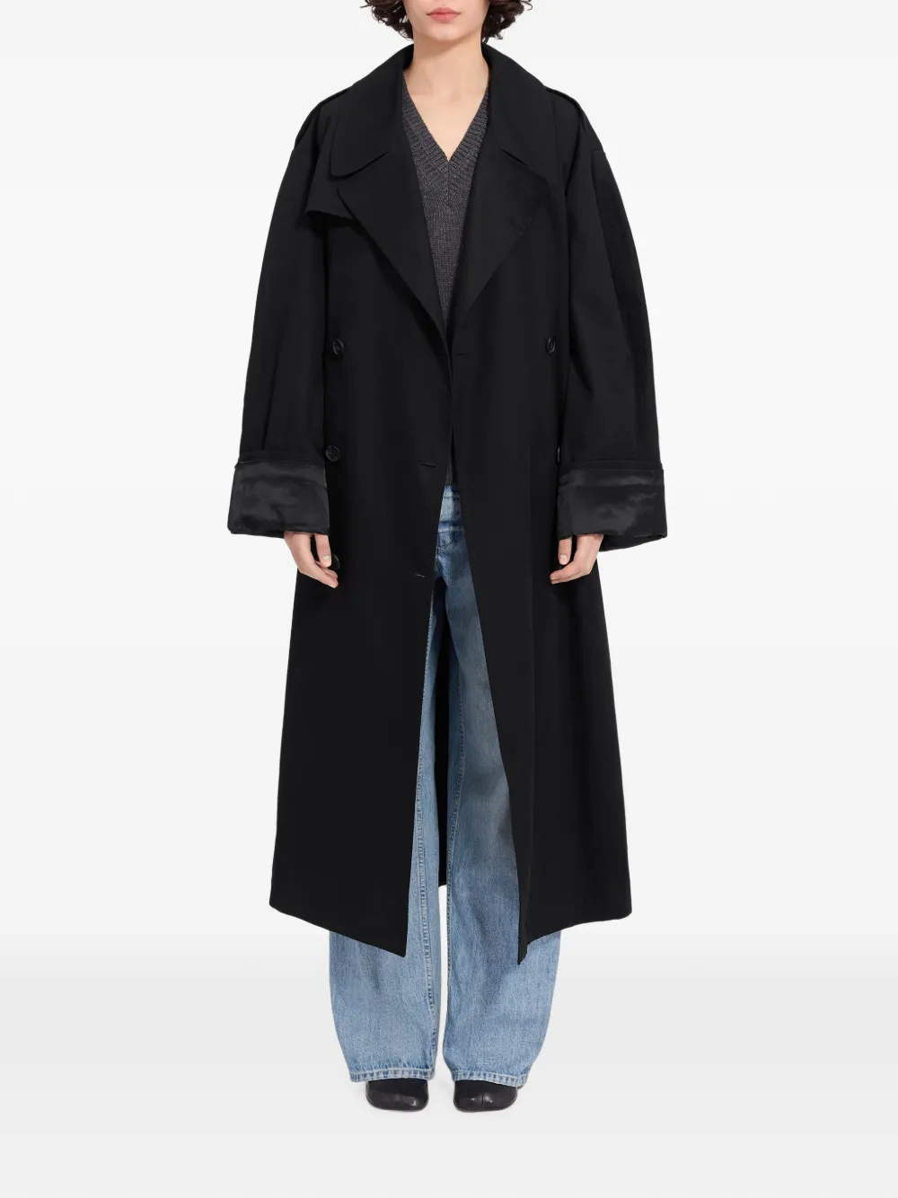 MM6 Maison Margiela Katoenen-twill trenchcoat Zwart