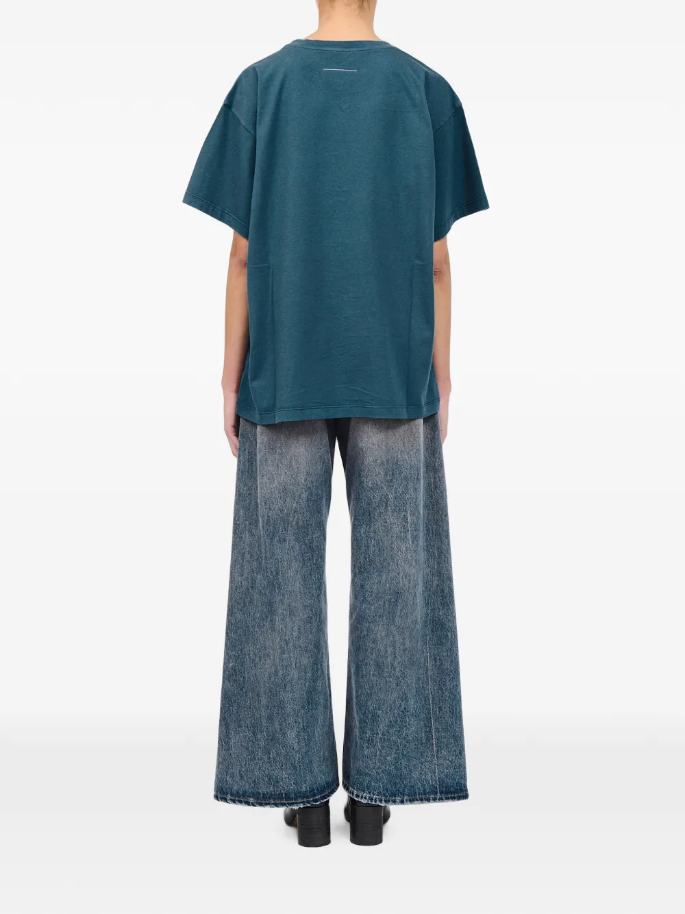 MM6 Maison Margiela T-shirt met kenmerkende stiksels en logopatch Blauw