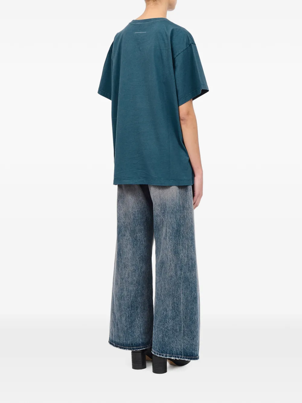 MM6 Maison Margiela T-shirt met kenmerkende stiksels en logopatch Blauw
