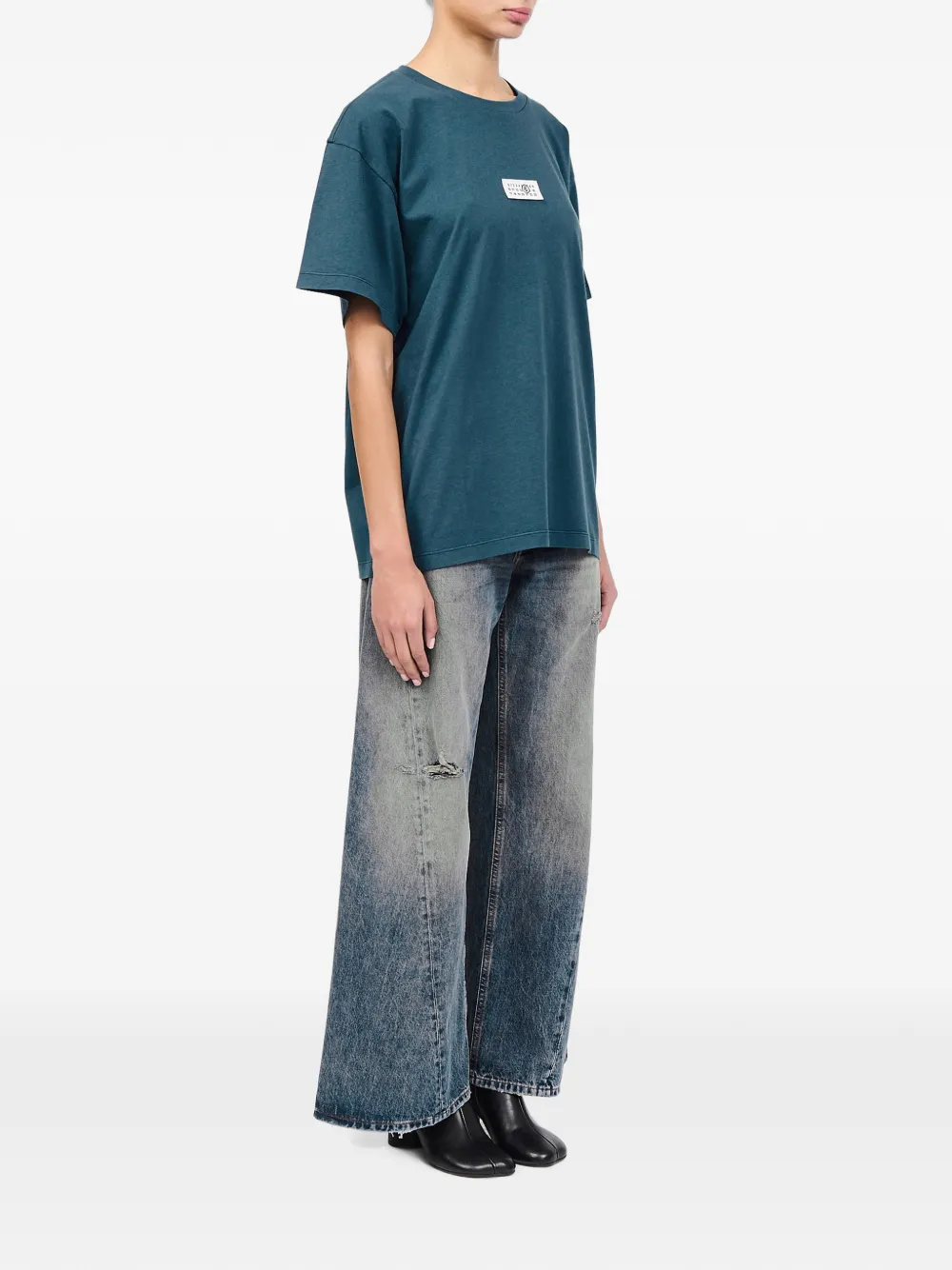 MM6 Maison Margiela T-shirt met kenmerkende stiksels en logopatch Blauw