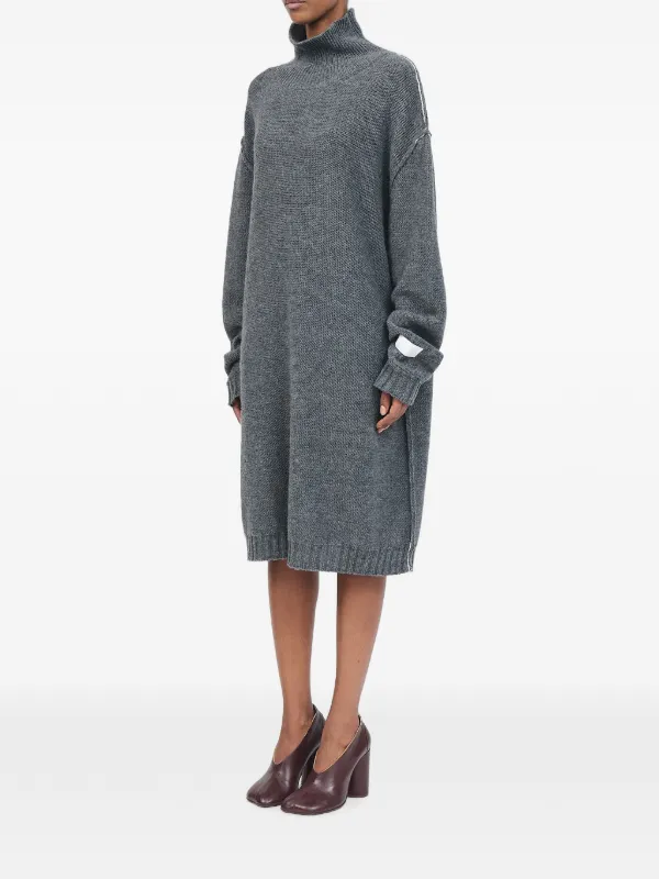 MM6 Maison Margiela high-neck Knitted Midi Dress | Grey