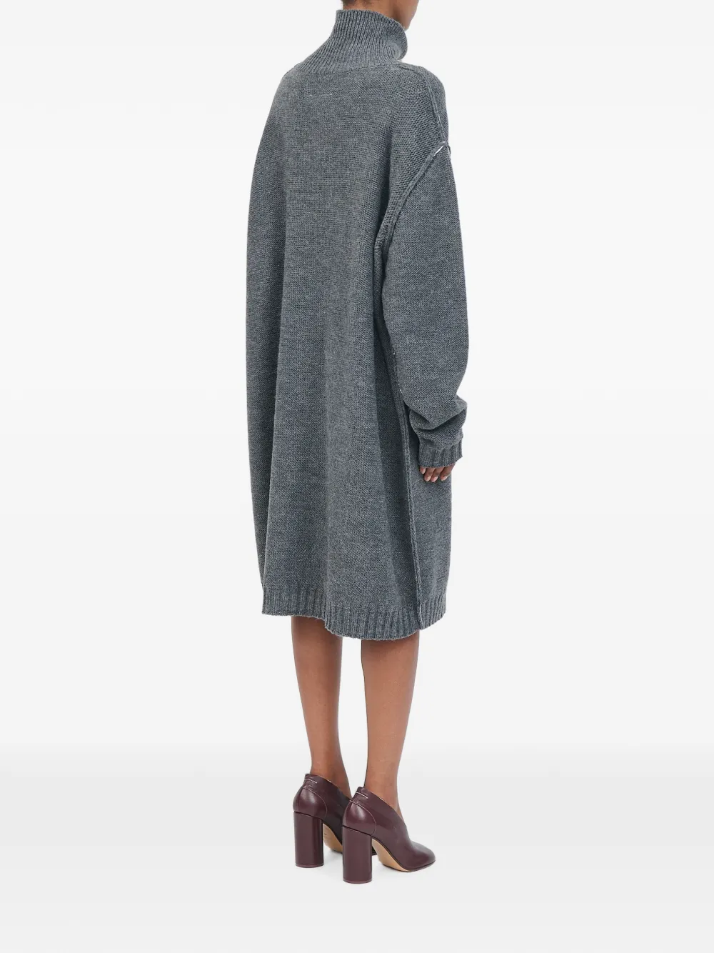 MM6 Maison Margiela Midi-jurk met hoge hals Grijs