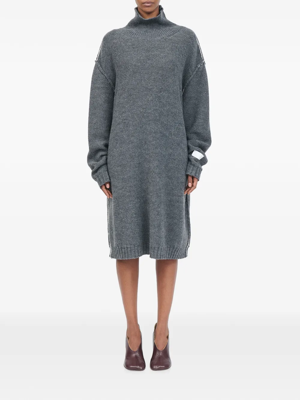 MM6 Maison Margiela Midi-jurk met hoge hals Grijs